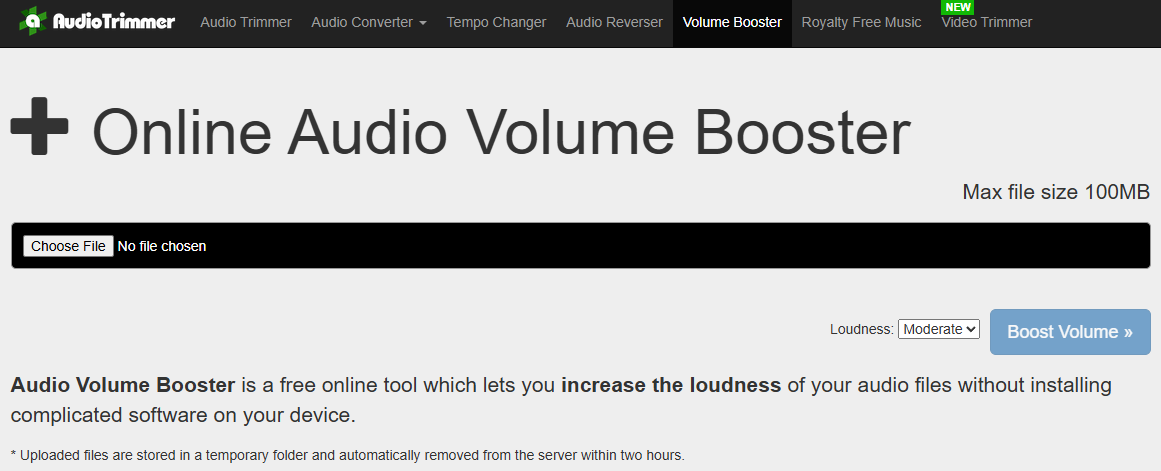 Volume booster in Online Audio Trimmer