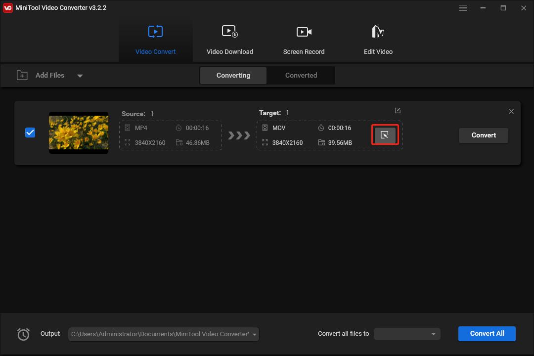 Cliquez pour choisir le format vidéo dans MiniTool Video Converter