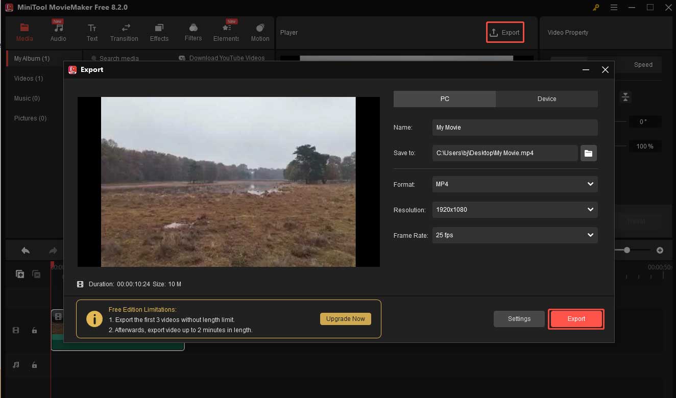 Exporter la vidéo GoPro terminée