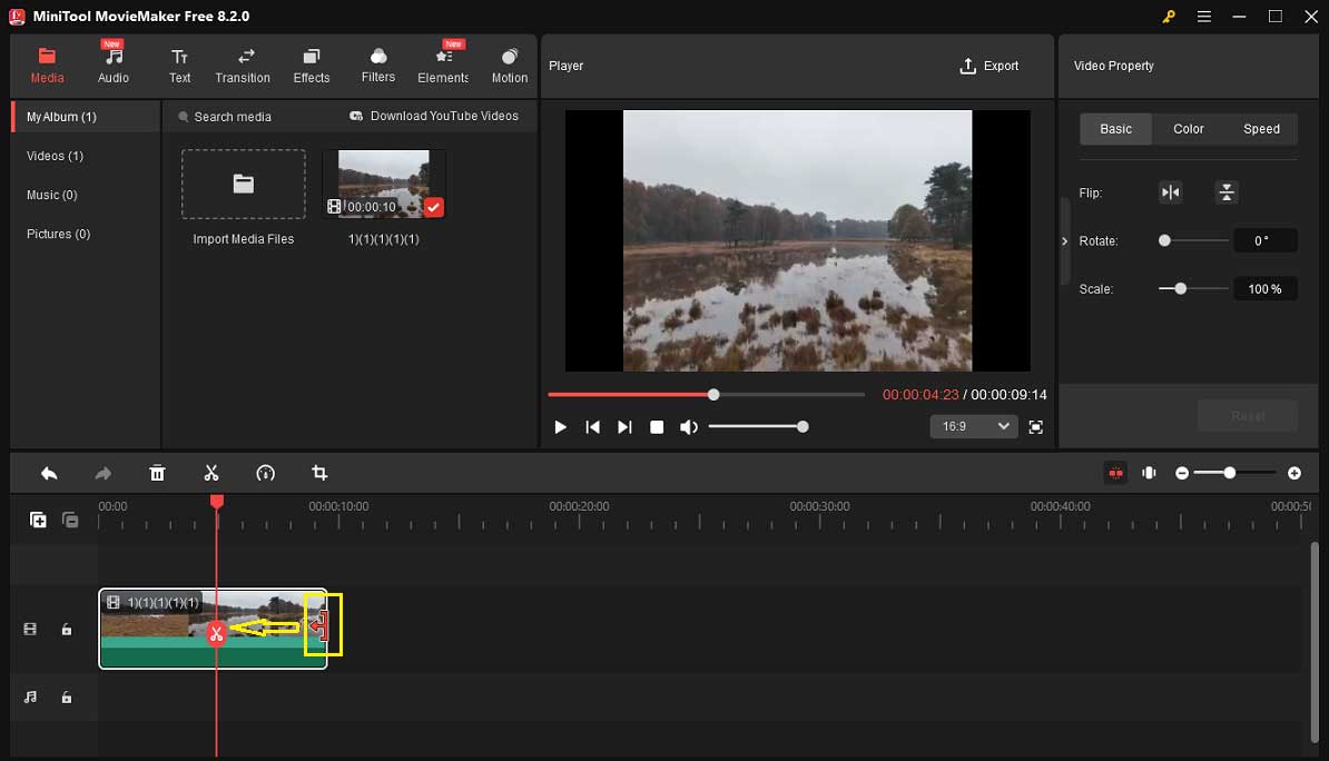 Cortar um vídeo no MiniTool MovieMaker