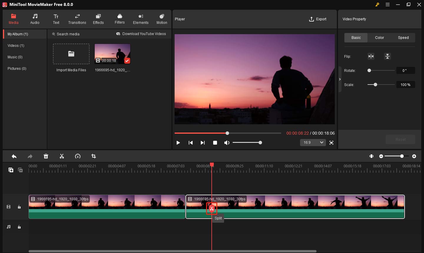Divida el vídeo en fotogramas individuales en MiniTool MovieMaker