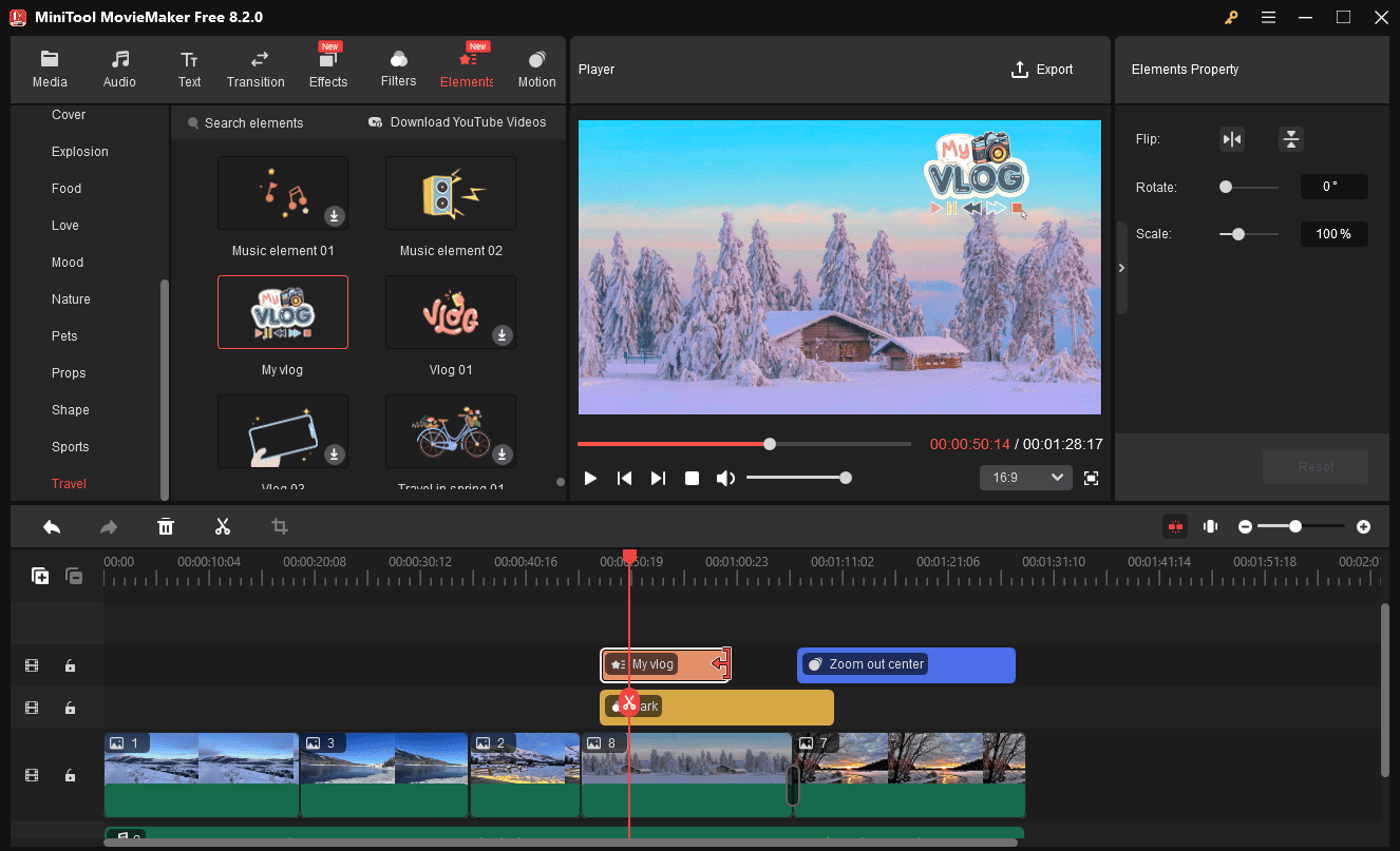 Hinzufügen eines Elements zum Bild in MiniTool MovieMaker
