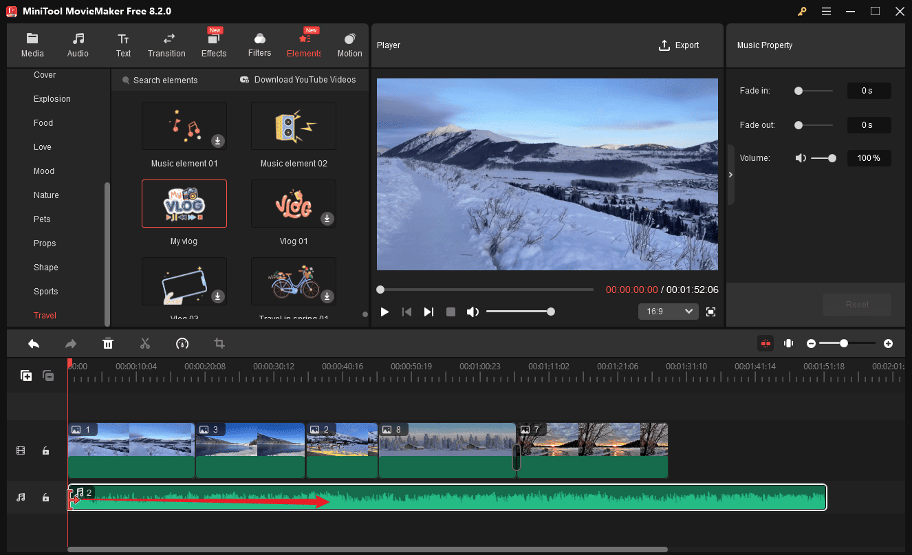 Trimmen der FLAC-Datei in MiniTool MovieMaker