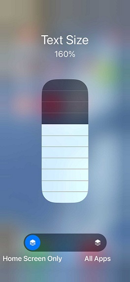 Move the slider up to make the font size bigger or down to make it smaller