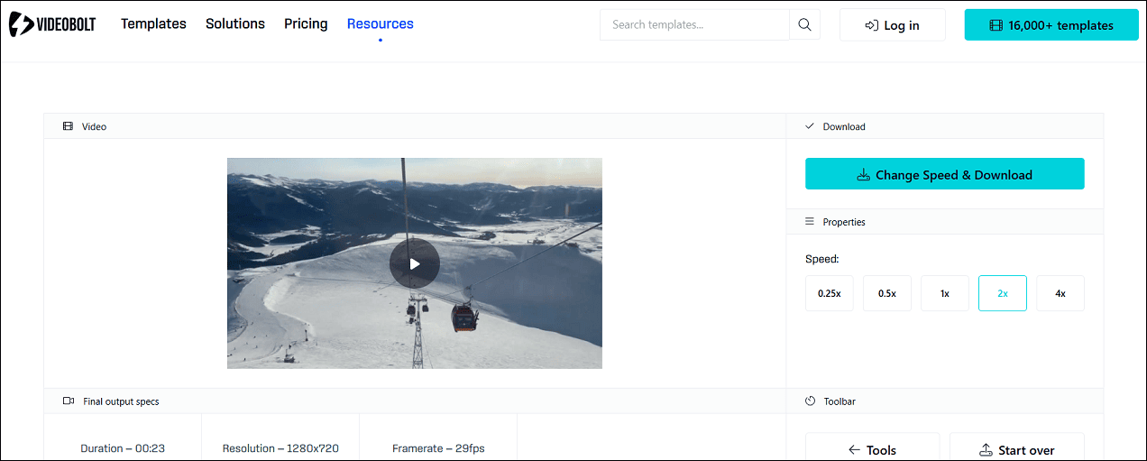 Make a video in 2x speed with Videobolt