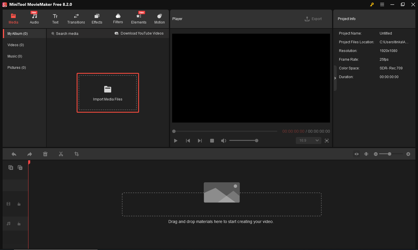MiniTool MovieMakerのUI