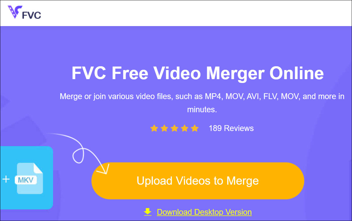 The official page of FVC Free Video Merger Online