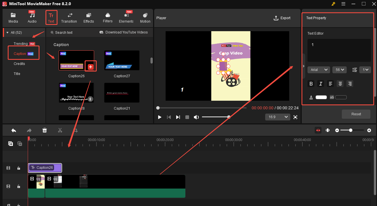 Add subtitles to your video in MiniTool MovieMaker