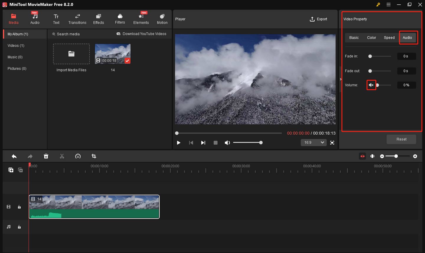 Remove audio from AVI in MiniTool MovieMaker