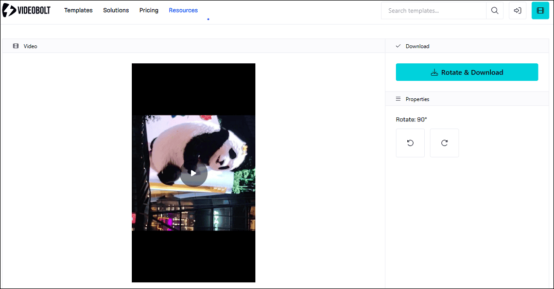 Rotate a video with Videobolt