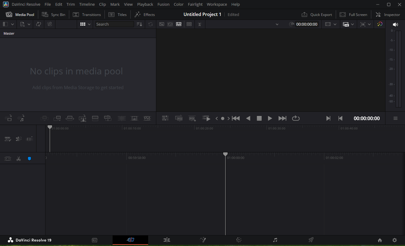 The interface of DaVinci Resolve