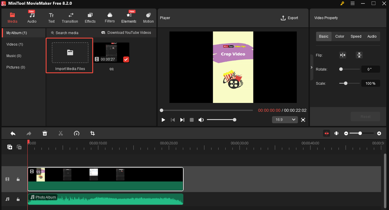 Clique em Importar ficheiros de multimédia para importar músicas guardadas no PC