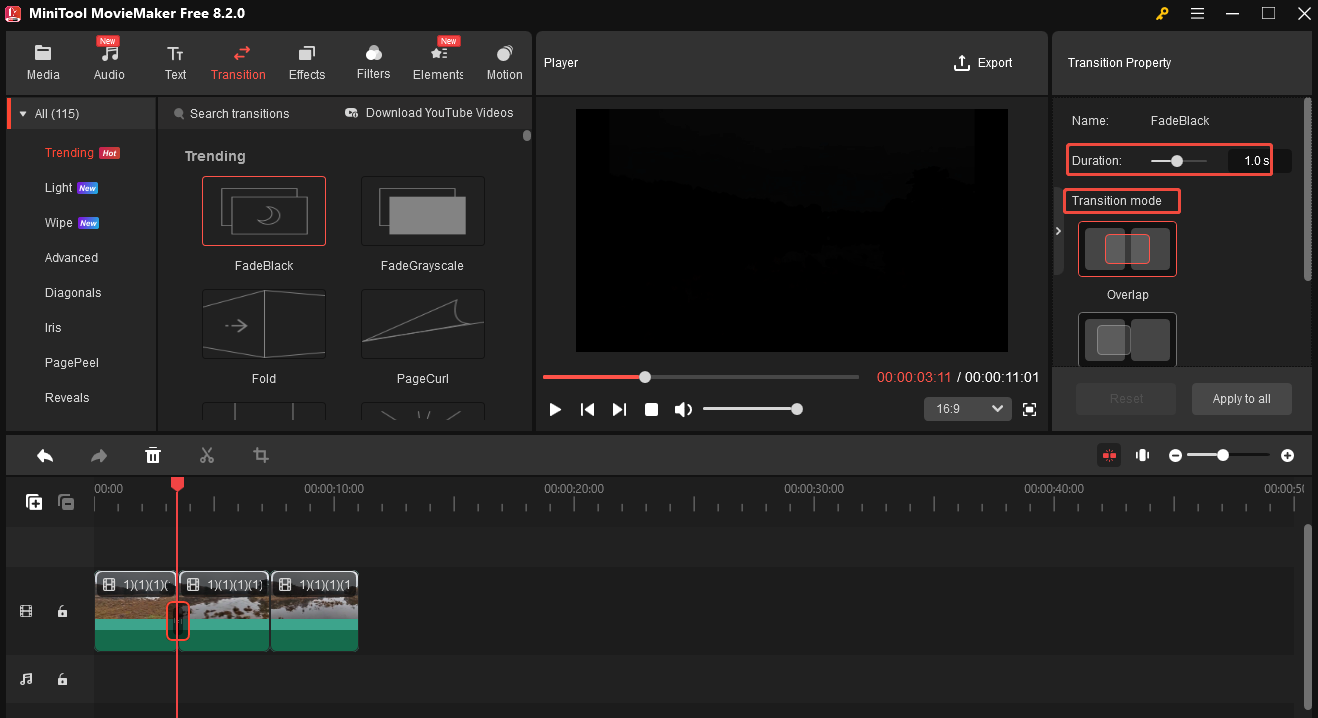 Editar transição