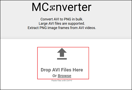 Click on the Drop AVI Files Here Or Browse area to add the target AVI file to MConverter