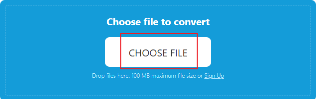 Click on the CHOOSE FILE option to add the AVI file to OnlineConvertFree