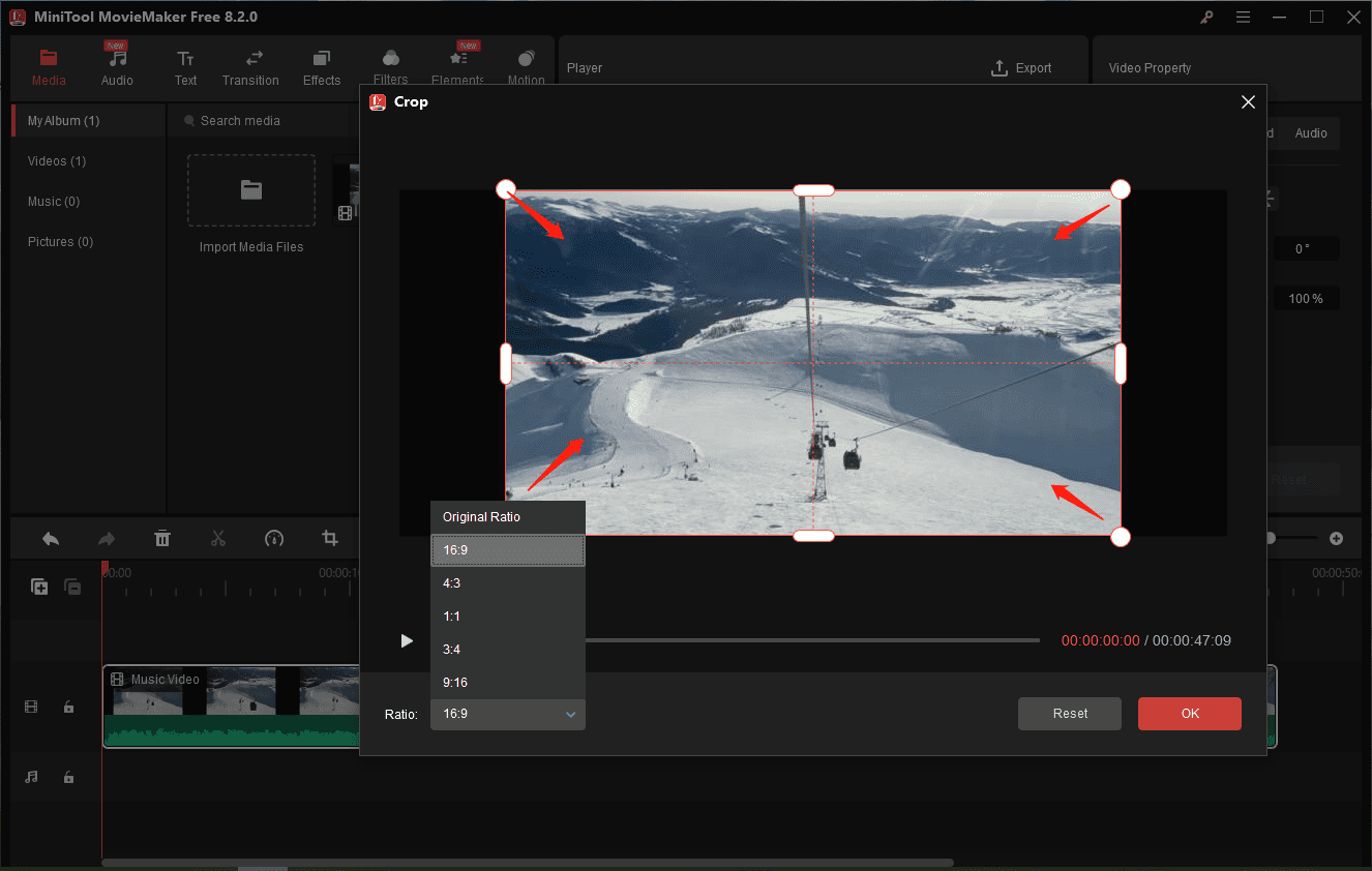 Recorte um vídeo com o MiniTool MovieMaker