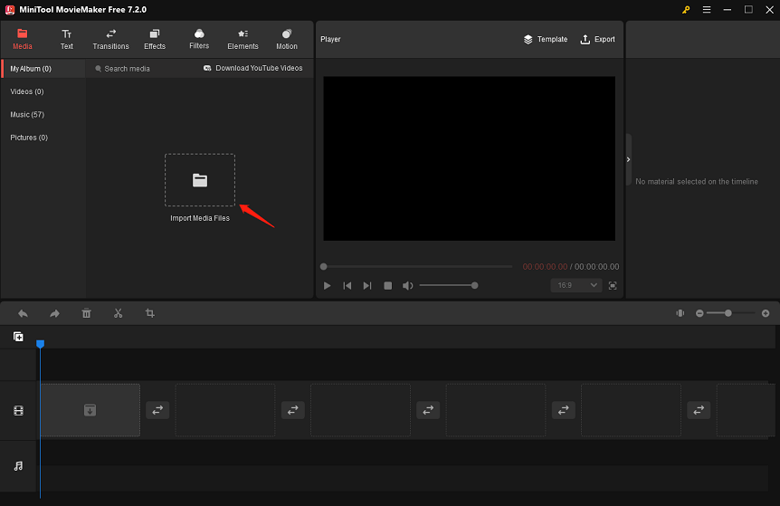 Klicken Sie auf Mediendateien importieren in MiniTool MovieMaker