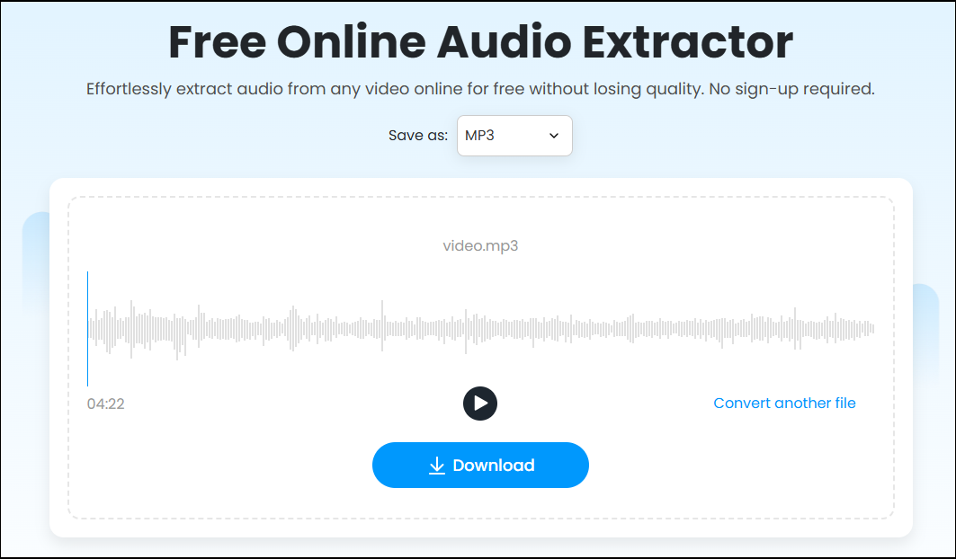Click Download to save the audio file