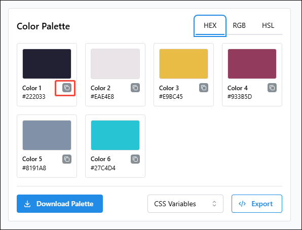 Click the Copy button to copy the color to your clipboard