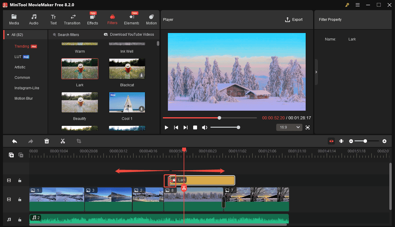 MiniTool MovieMakerで画像にフィルターを適用する