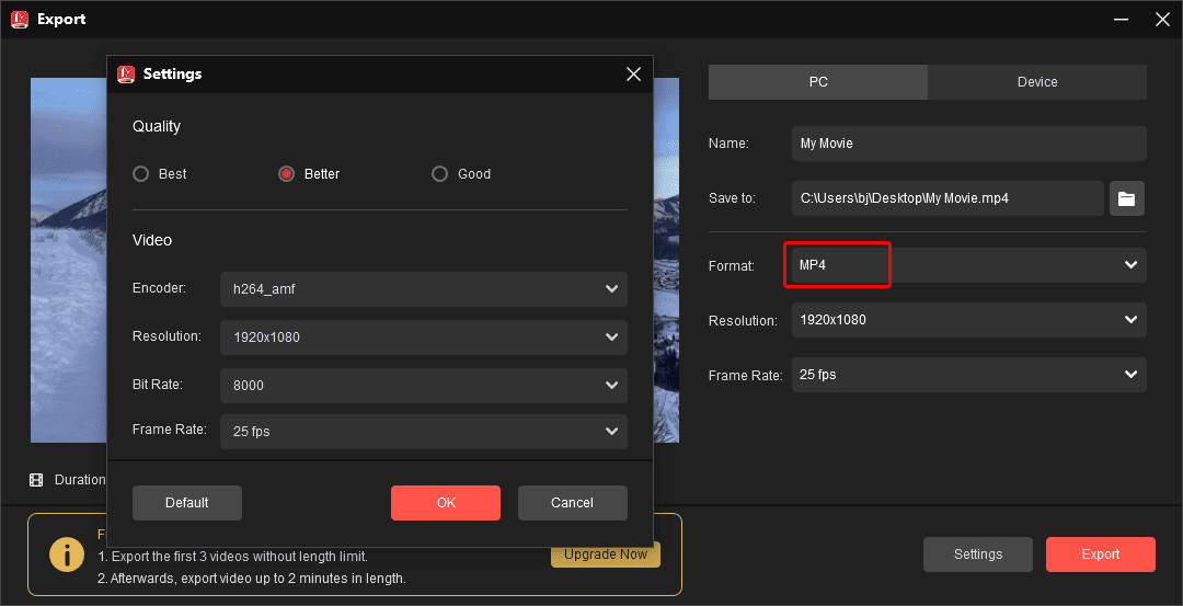 MiniTool MovieMakerで編集した動画をエクスポートする
