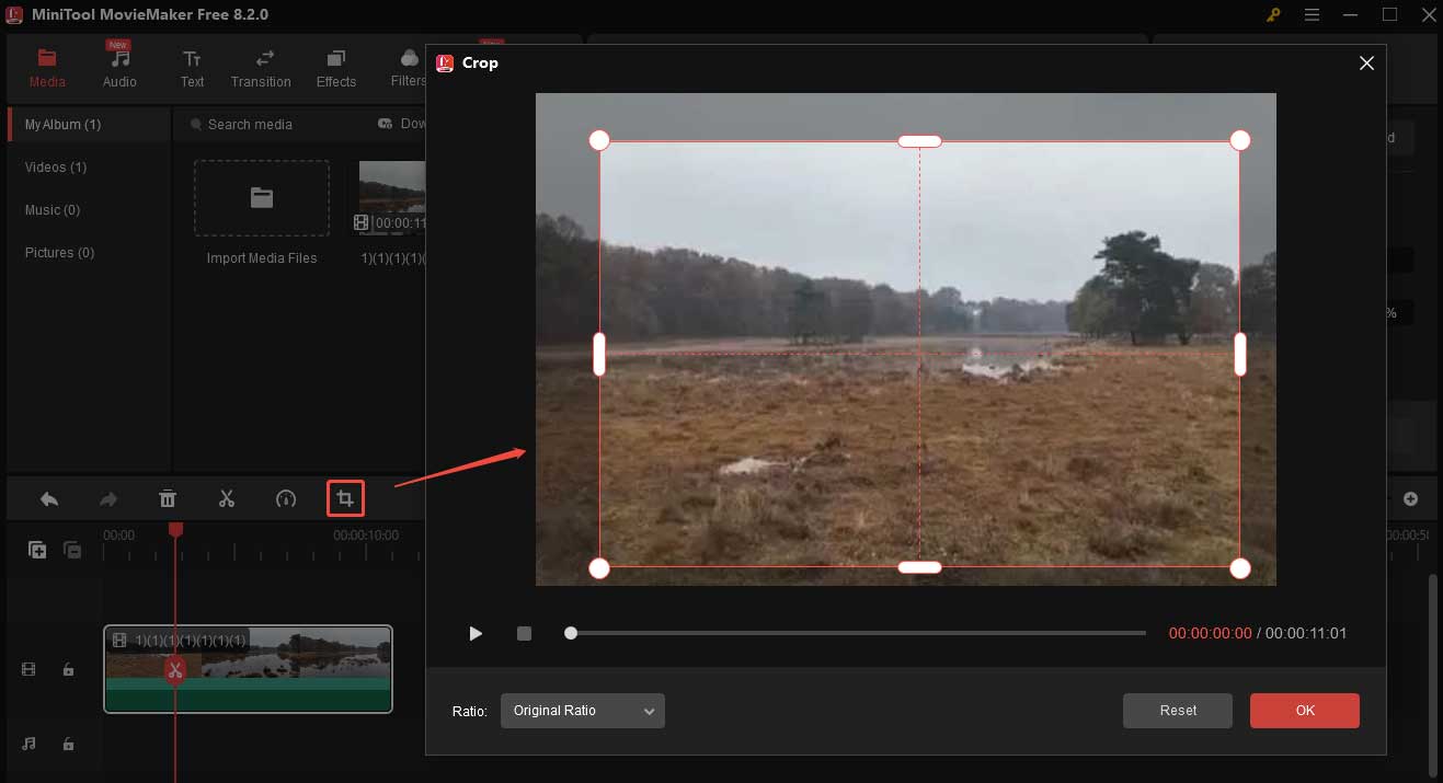 Crop your video in MiniTool MovieMaker