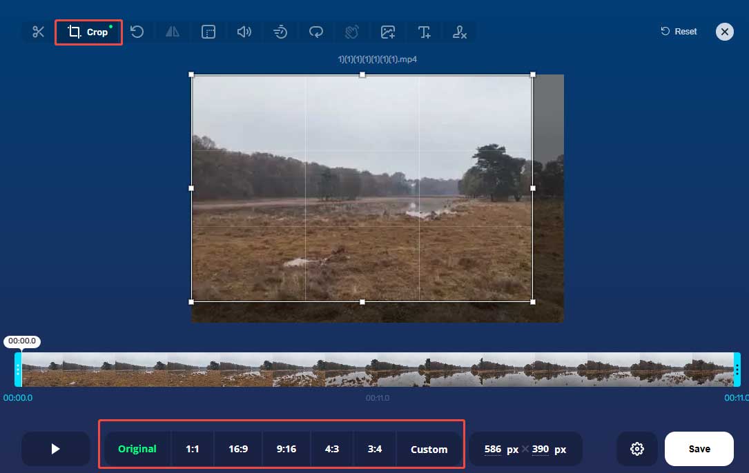 Crop your recording in Online Video Cutter