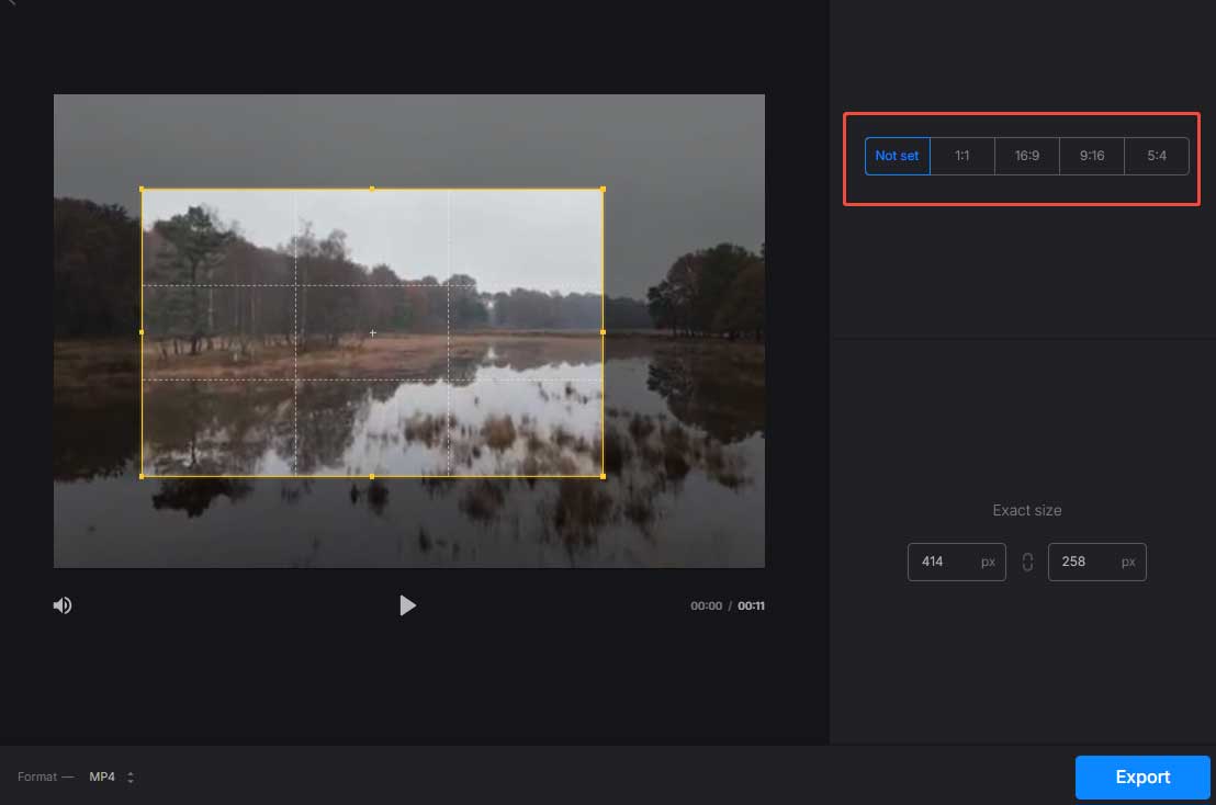 Crop the recording in Clideo