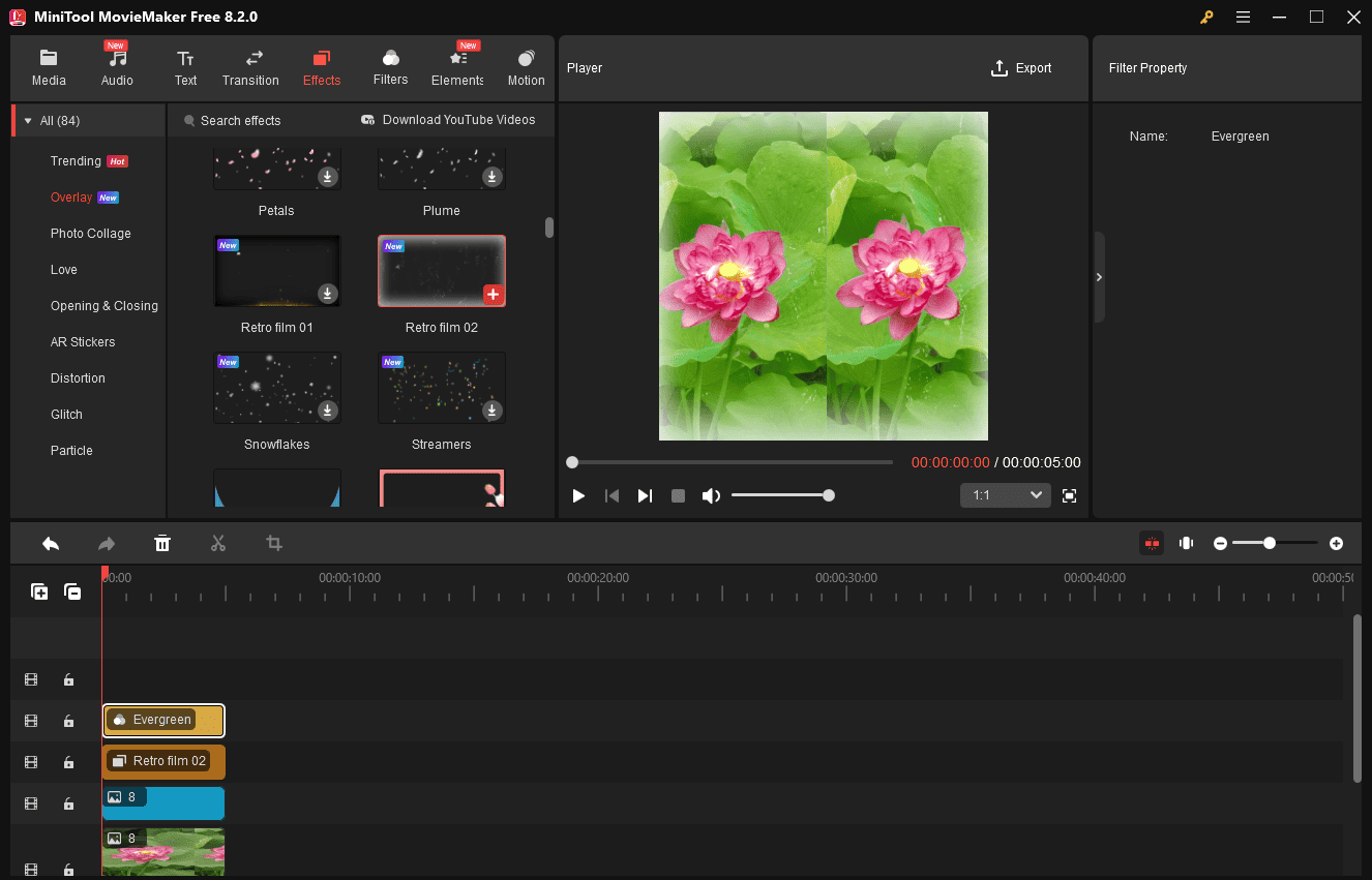 Add a frame or apply a filter to your image in MiniTool MovieMaker
