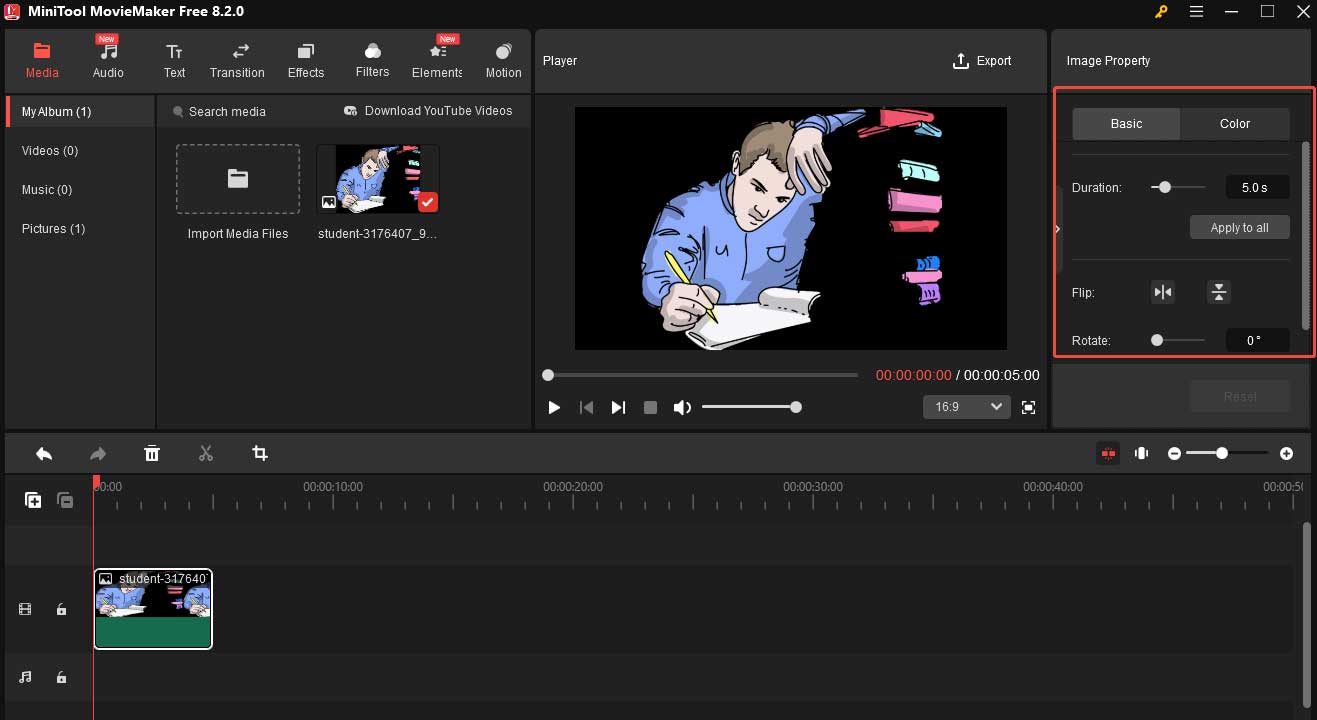 Edit your photo in MiniTool MovieMaker