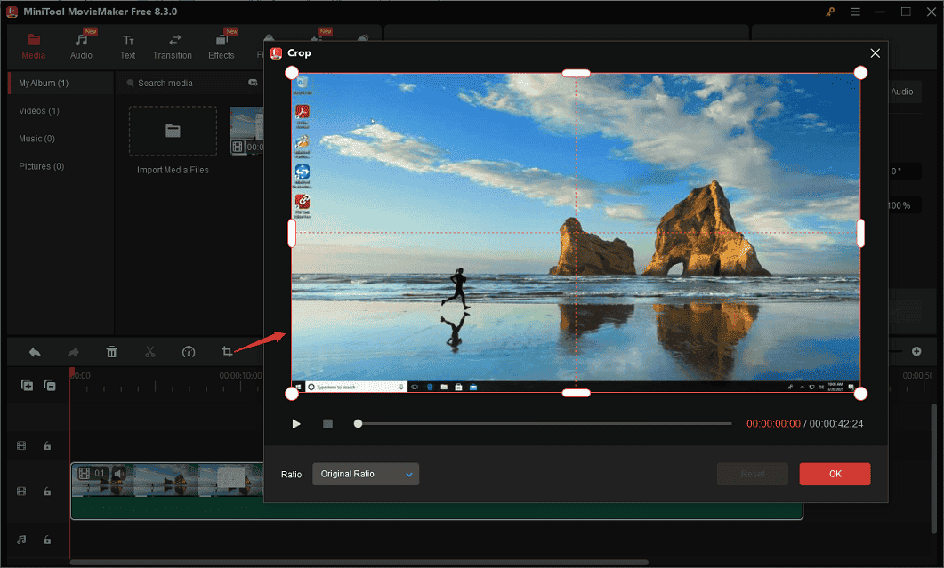 Crop screen recording in MiniTool MovieMaker