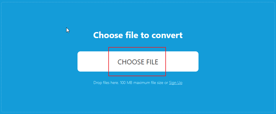 Click the CHOOSE FILE button to import the target RAR file in OnlineConvertFree