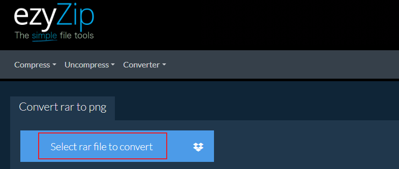 Click on the Select RAR file to convert option to add the RAR file to ezyZip