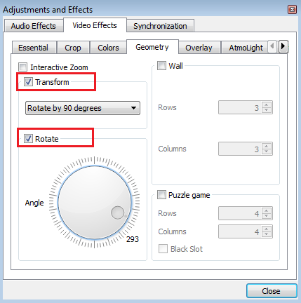 Rotate video in VLC media player