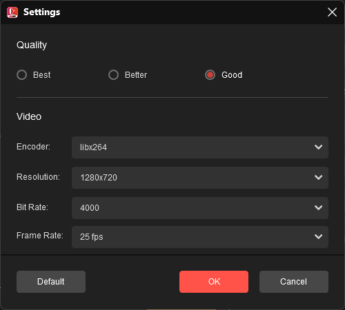 Change the video quality