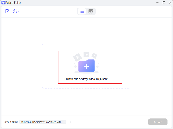 Click the Click to add or drag video file(s) here area to import the WMV video to Joyoshare VidiKit