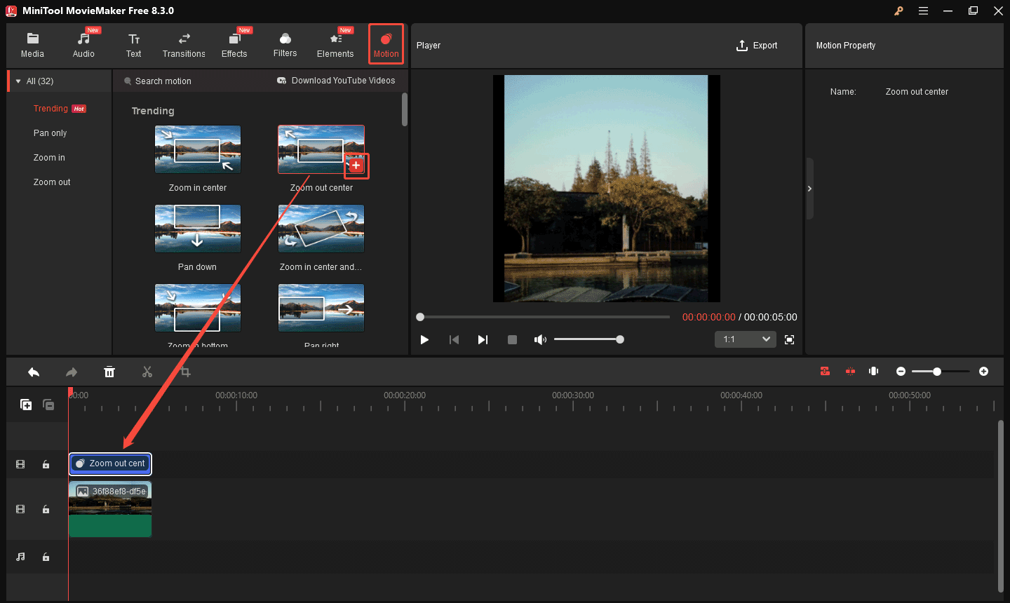 MiniTool MovieMakerでモーションエフェクトを追加する