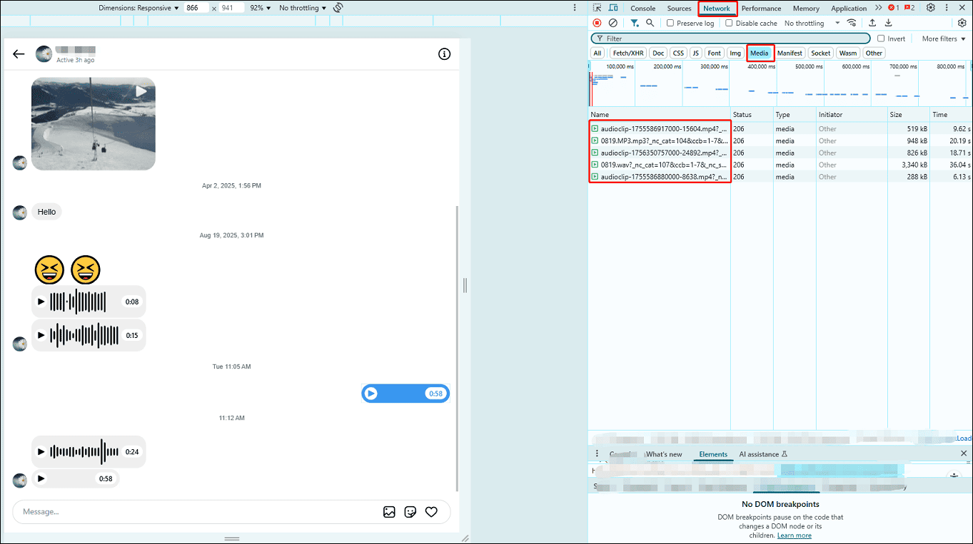 Enable the link to the voice messages you want to save