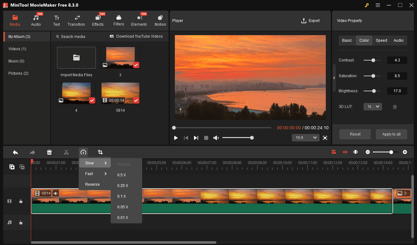 Edit the video playback speed in MiniTool MovieMaker