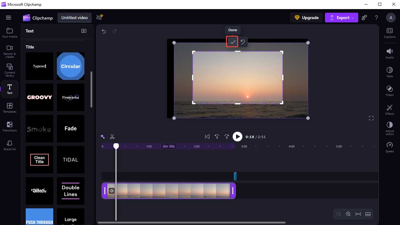 After cropping, click the Done icon to save your changes