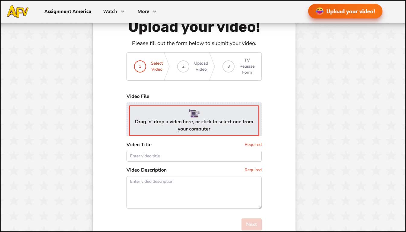 Click the Drag ‘n’ drop a video here area to upload the target video