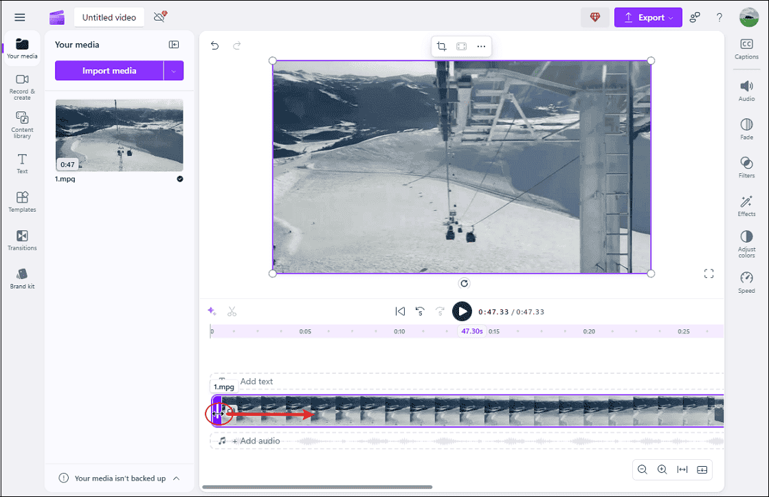 Trim the video in Microsoft Clipchamp