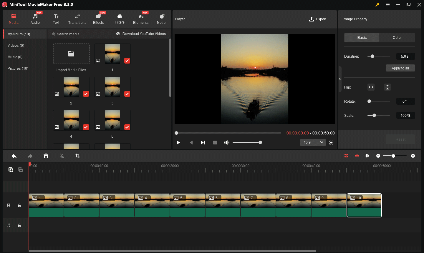 MiniTool MovieMakerで写真をインポートする