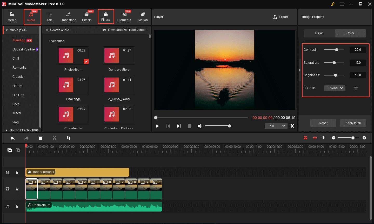 MiniTool MovieMakerでタイムラプス動画を編集する
