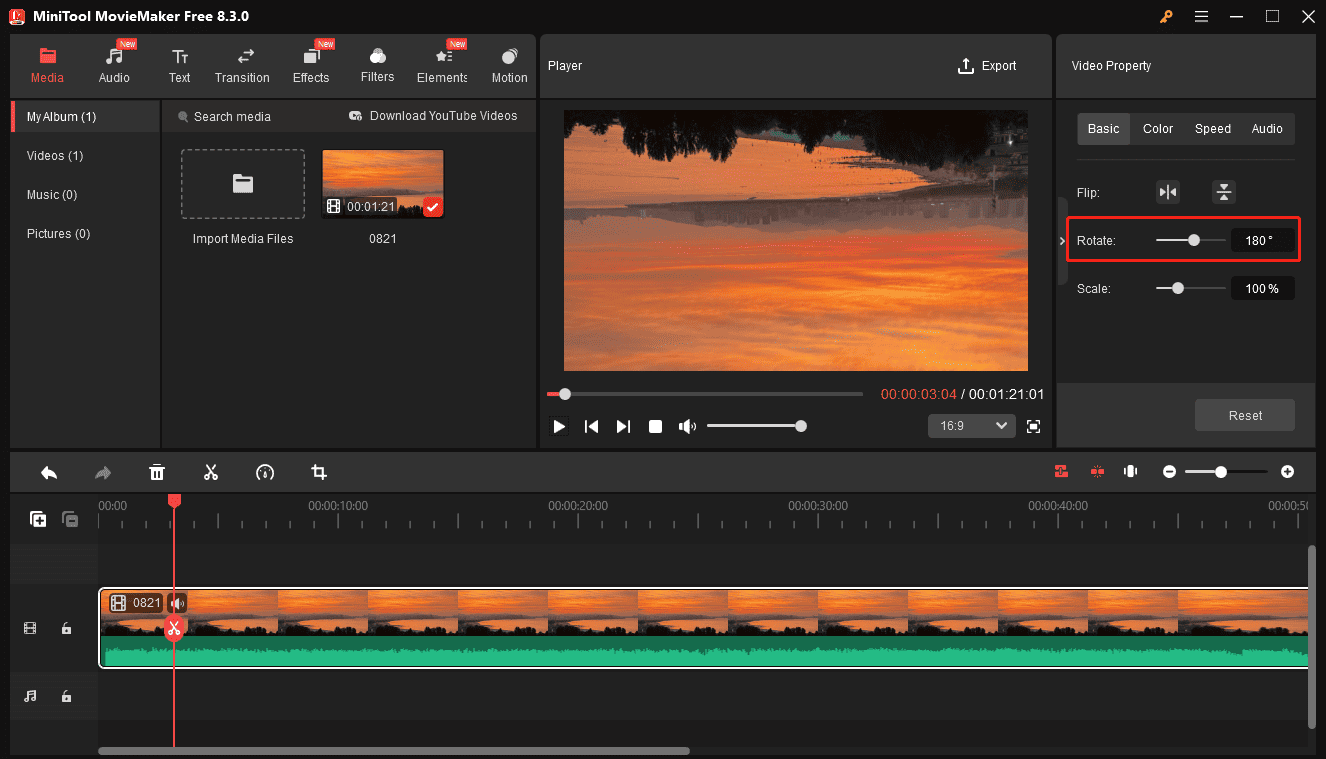 Rotate the FLV video in MiniTool MovieMaker