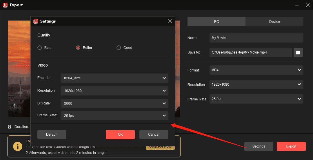 Export a video from MiniTool MovieMaker