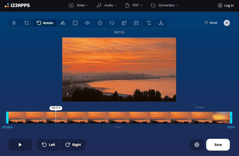 Rotate the FLV video using Online Video Cutter