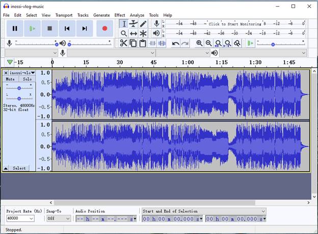 Audacityで音楽のテンポを変更する