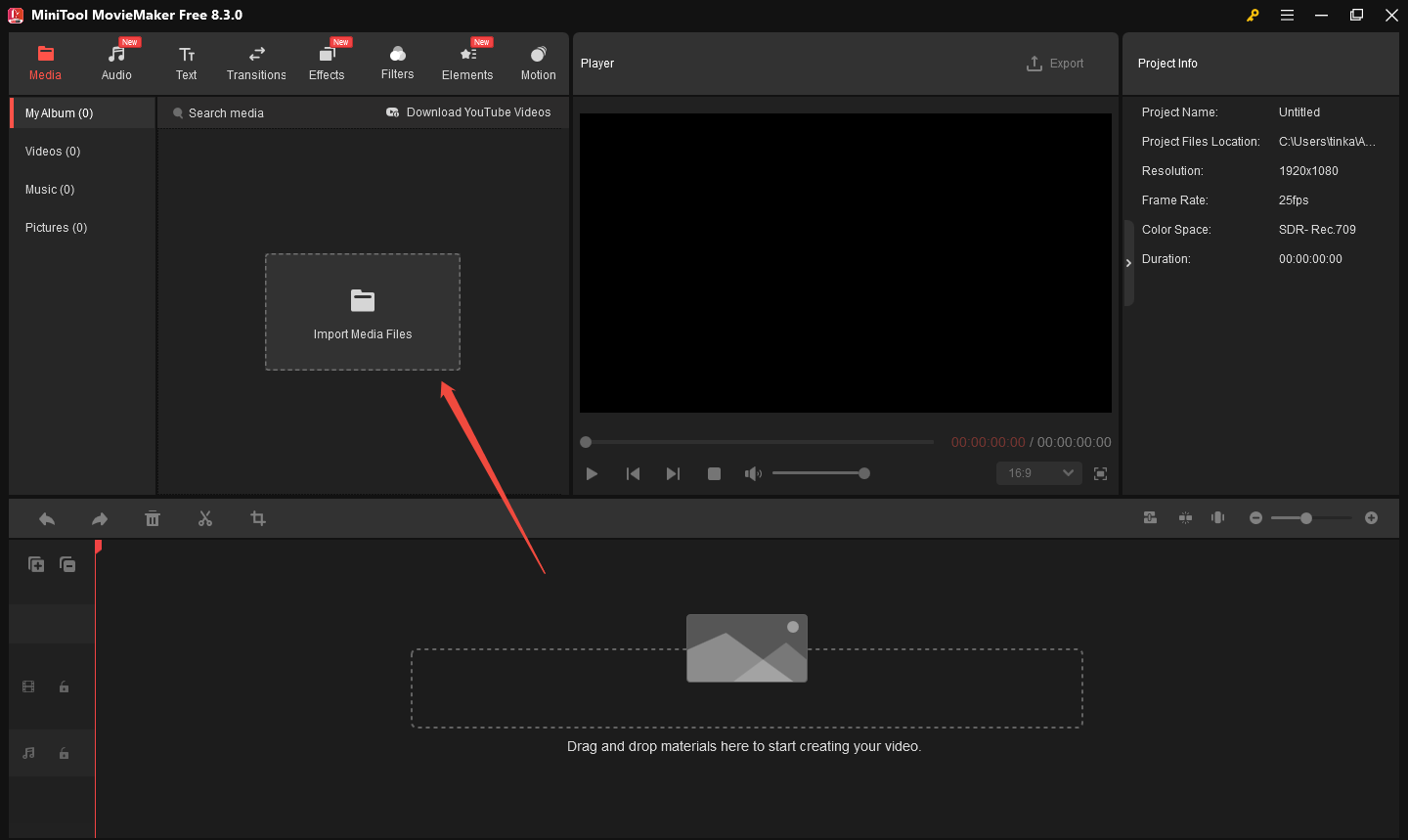 MiniTool MovieMakerで動画をインポートする