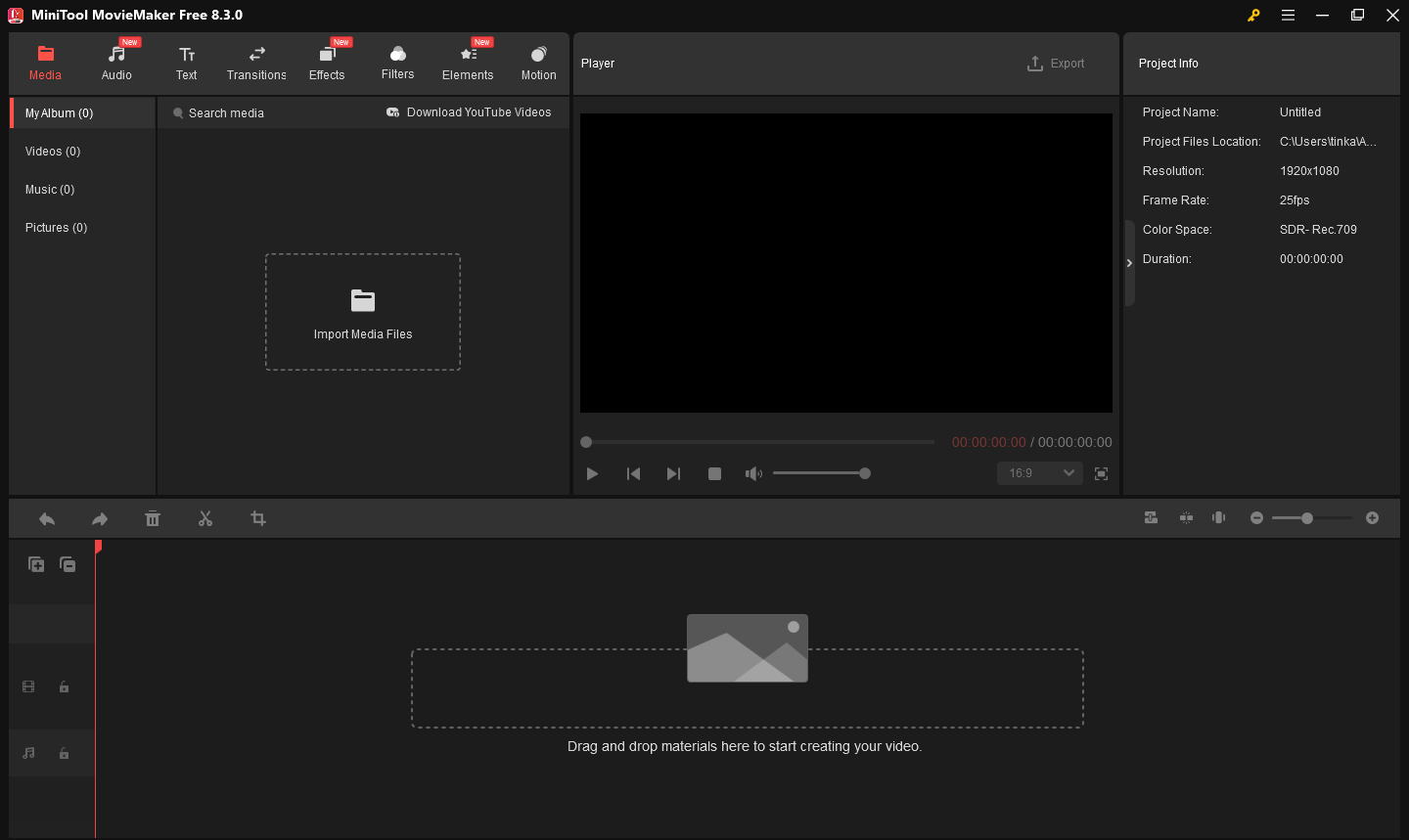 MiniTool MovieMakerのUI